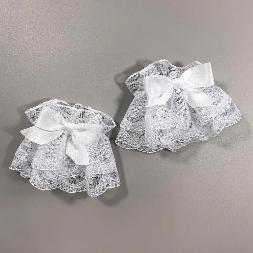 Women's Bow Lace Arm Sleeves White Gloves Style Wedding Halloween Accessories